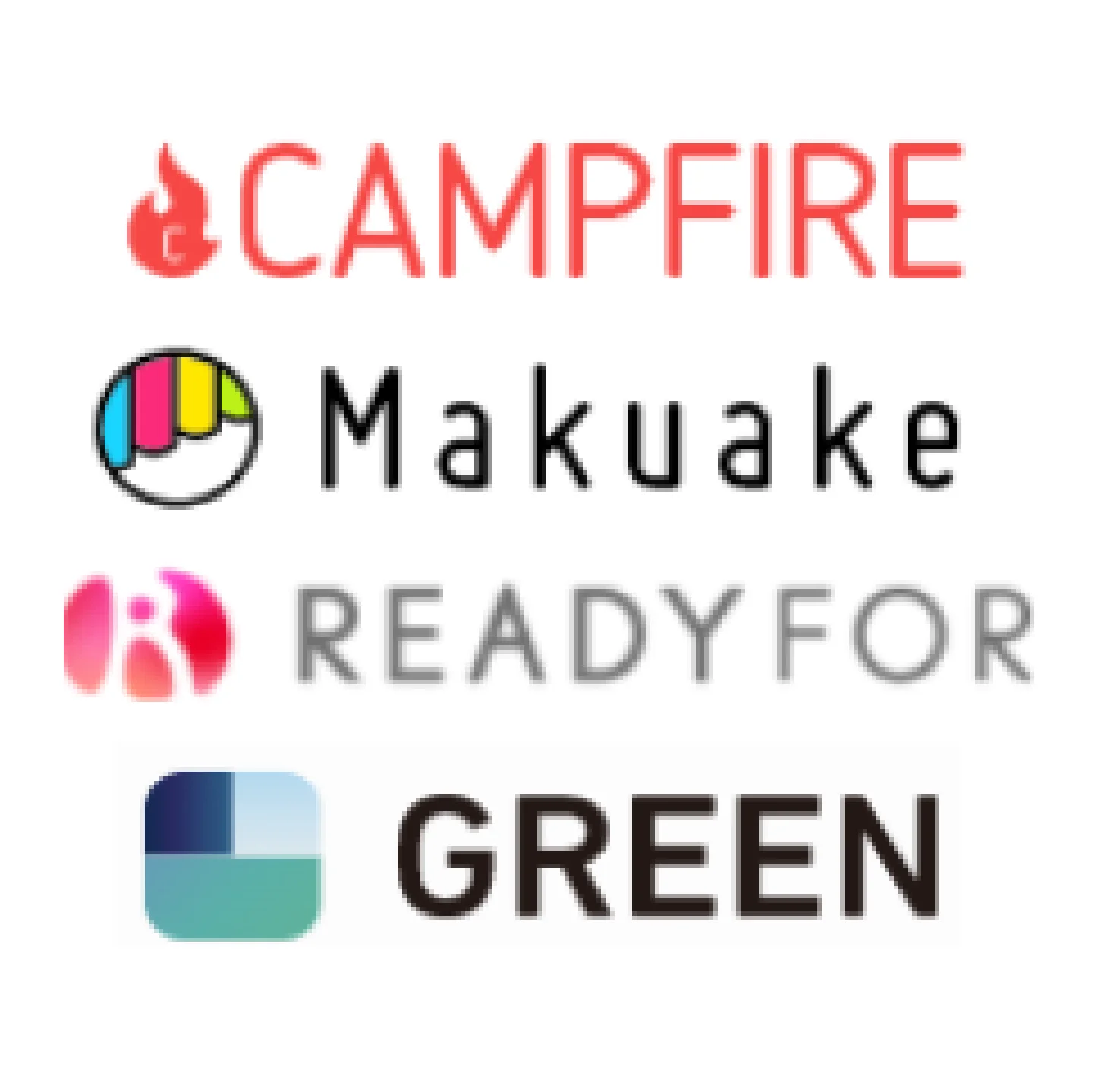 Campfire、Makuake、ReadyFor、Green