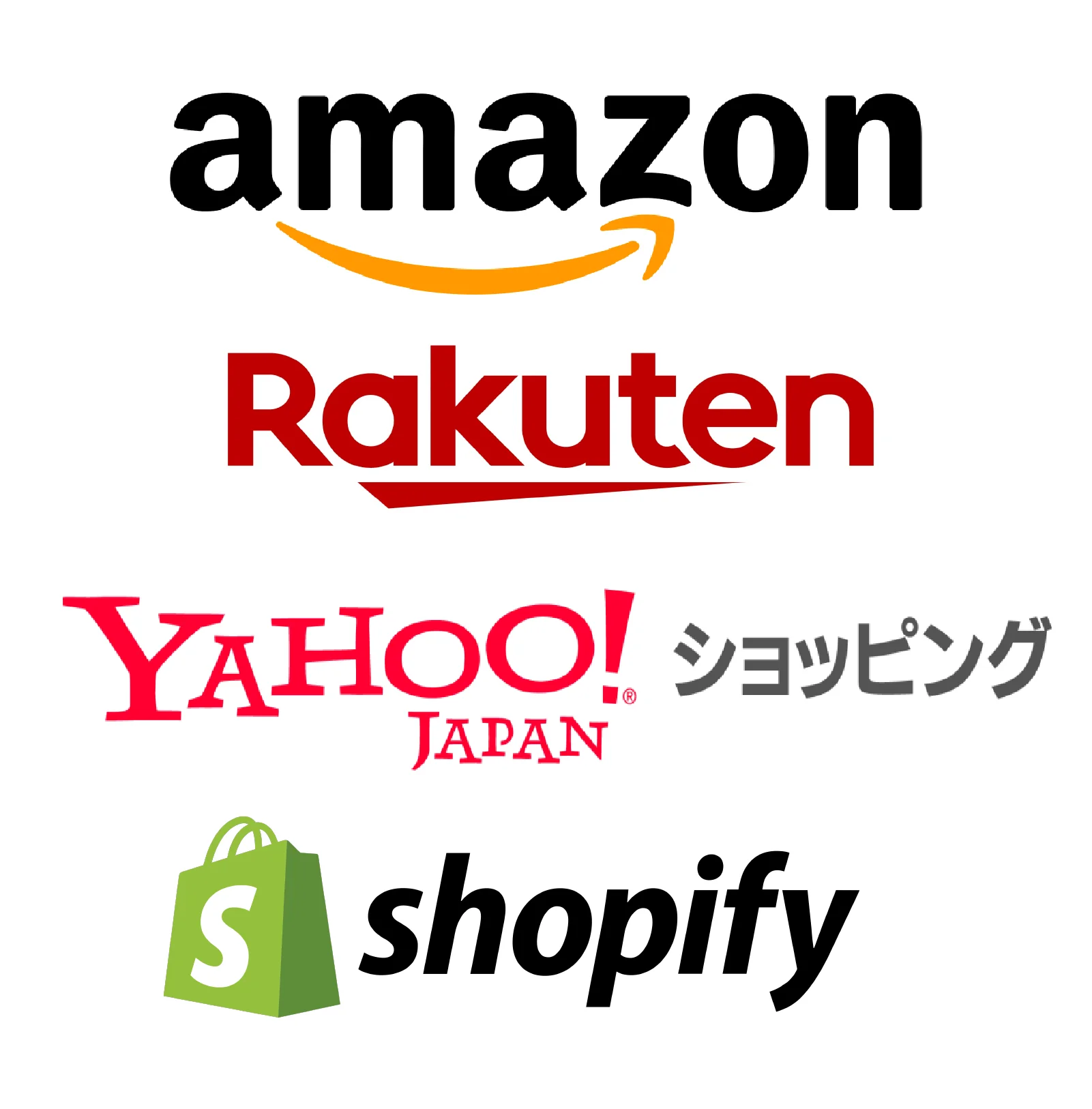 Amazon、Rakuten、Yahooショッピング、Shopify